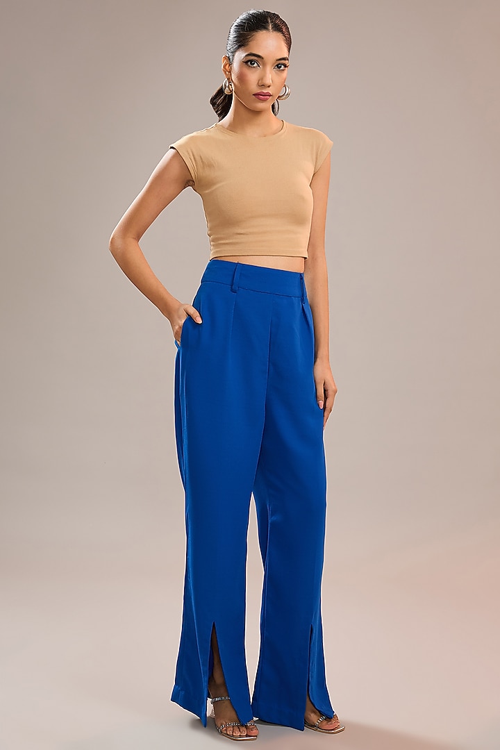 Imperial Blue Imported Crepe Pants by CP by Chandini and Priyanka at Pernia's Pop Up Shop