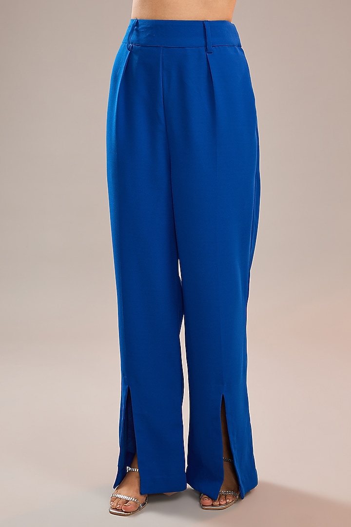 Imperial Blue Imported Crepe Pants by CP by Chandini and Priyanka at Pernia's Pop Up Shop