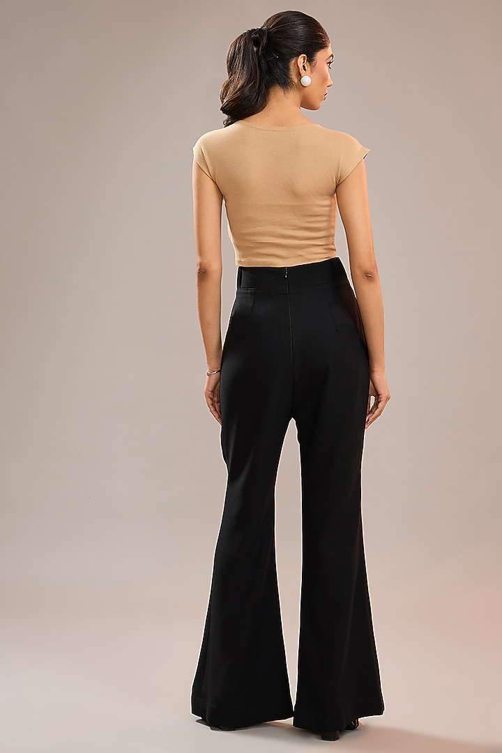 Black Imported Crepe Boot-Cut Pants by CP by Chandini and Priyanka at Pernia's Pop Up Shop