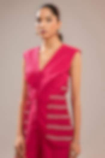 Fuchsia Pink Imported Crepe Jacket by CP by Chandini and Priyanka at Pernia's Pop Up Shop