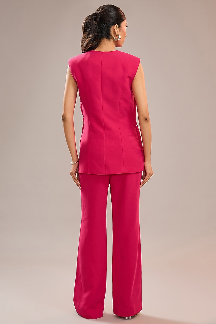 Fuchsia Pink Imported Crepe Jacket by CP by Chandini and Priyanka at Pernia's Pop Up Shop