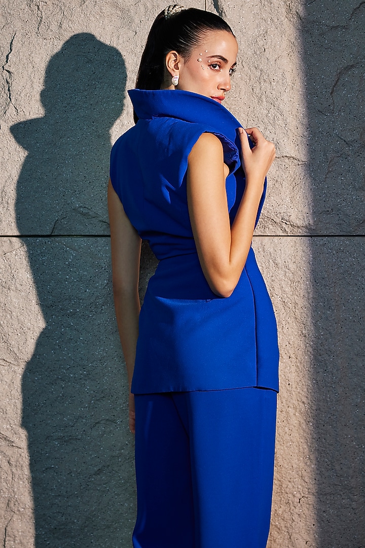 Imperial Blue Imported Crepe Co-Ord Set by CP by Chandini and Priyanka at Pernia's Pop Up Shop