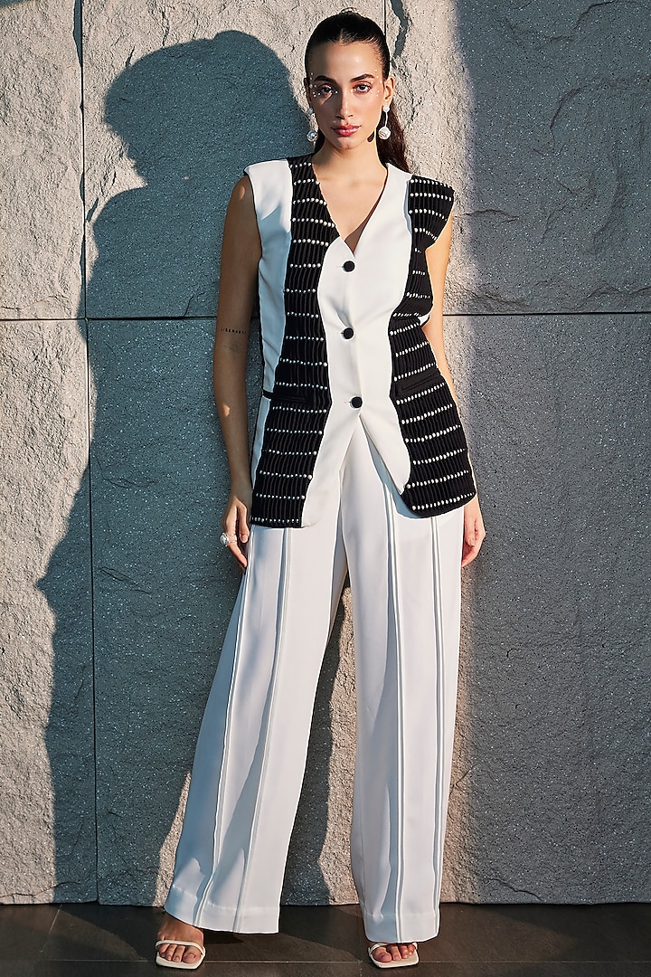 Black & White Imported Crepe Co-Ord Set by CP by Chandini and Priyanka at Pernia's Pop Up Shop