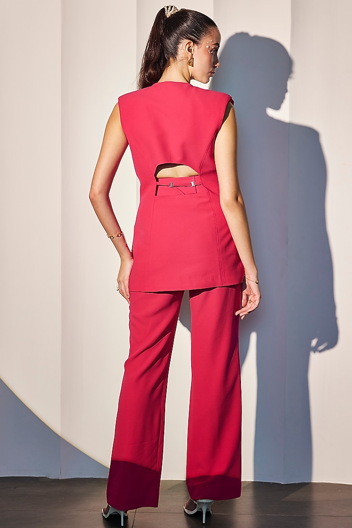 Fuchsia Pink Imported Crepe Co-Ord Set by CP by Chandini and Priyanka at Pernia's Pop Up Shop