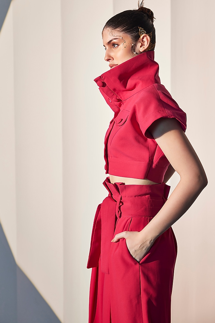 Fuchsia Pink Imported Crepe Co-Ord Set by CP by Chandini and Priyanka at Pernia's Pop Up Shop