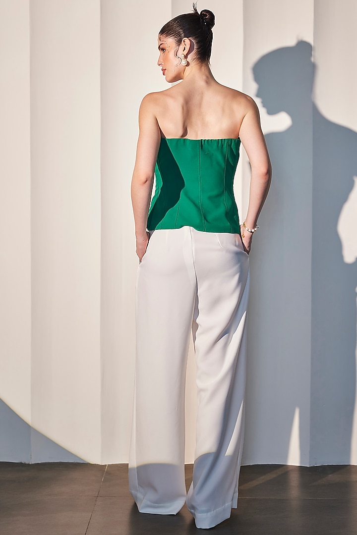 Emerald Green & White Imported Crepe Co-Ord Set by CP by Chandini and Priyanka at Pernia's Pop Up Shop