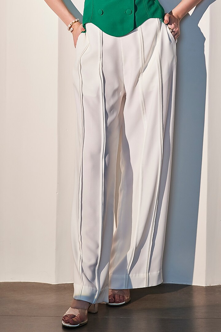 Emerald Green & White Imported Crepe Co-Ord Set by CP by Chandini and Priyanka at Pernia's Pop Up Shop