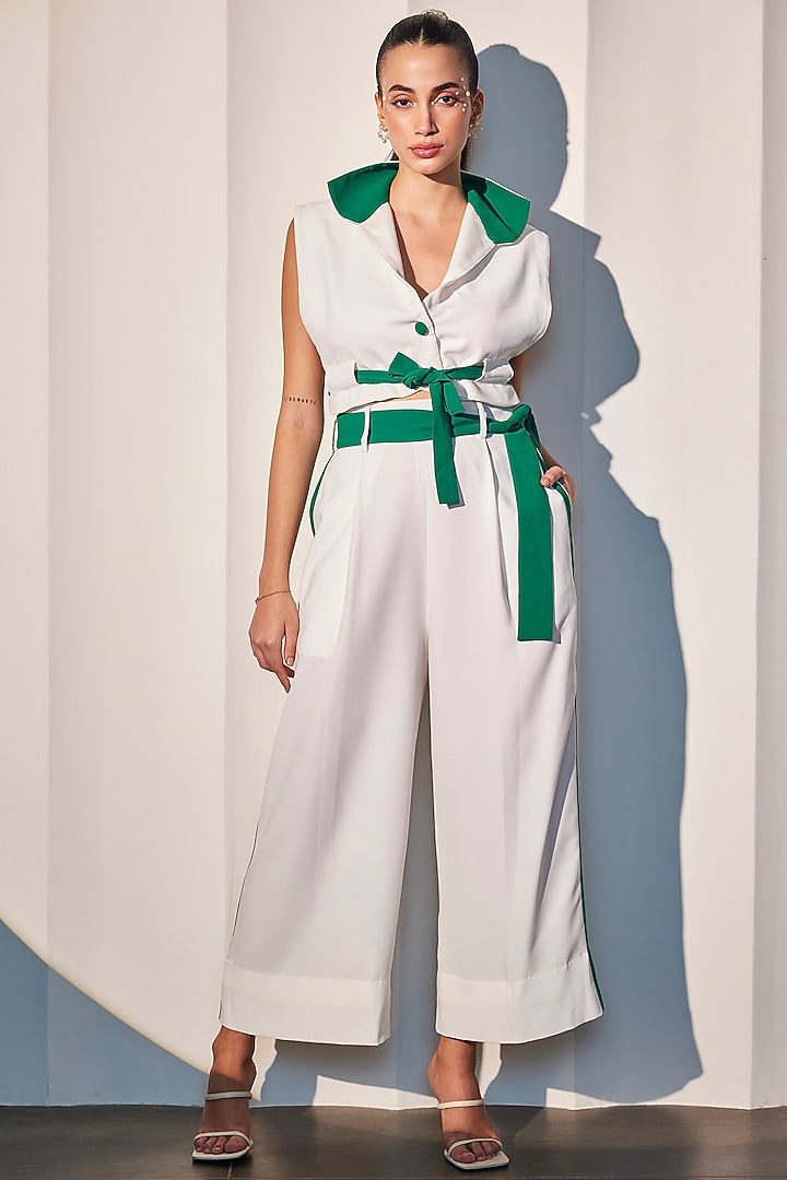 Ivory Imported Crepe Co-Ord Set by CP by Chandini and Priyanka at Pernia's Pop Up Shop