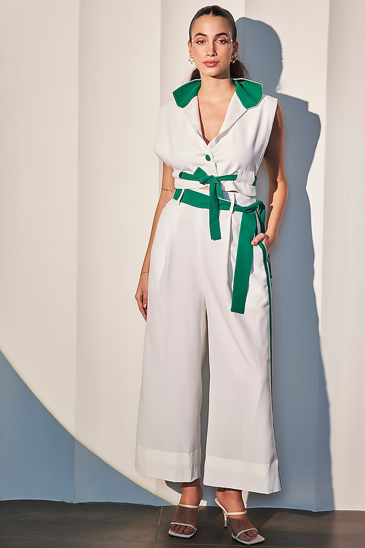 Ivory Imported Crepe Co-Ord Set by CP by Chandini and Priyanka at Pernia's Pop Up Shop