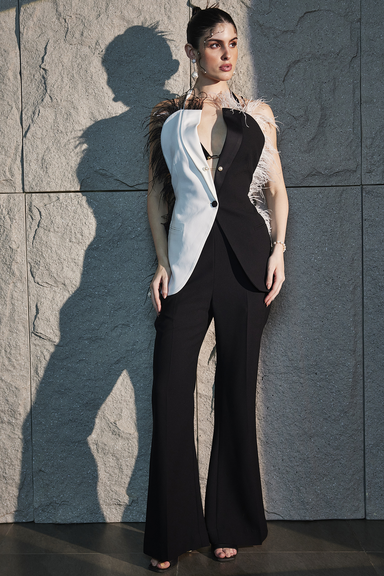 Black & White Imported Crepe Co-Ord Set by CP by Chandini and Priyanka at Pernia's Pop Up Shop