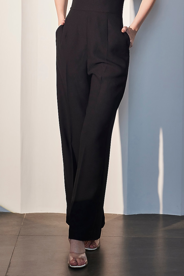 Black Imported Crepe Backless Jumpsuit by CP by Chandini and Priyanka at Pernia's Pop Up Shop