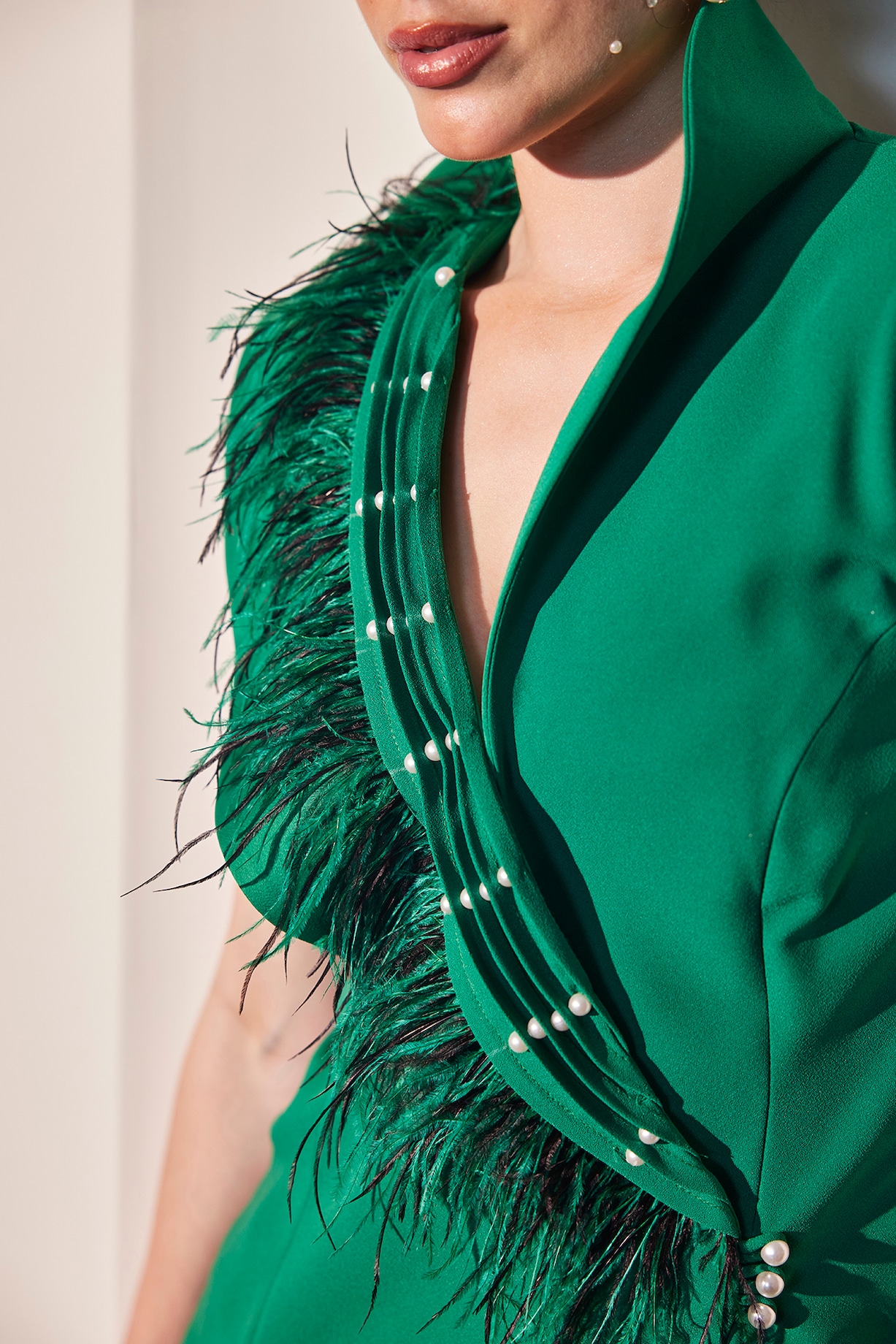 Emerald Green Imported Crepe High-Collared Mini Dress by CP by Chandini and  Priyanka at Pernia's Pop Up Shop 2026