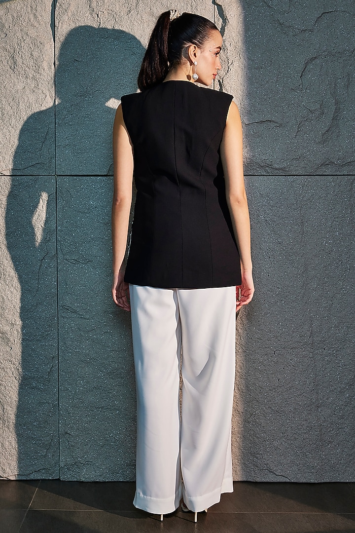 White & Black Imported Crepe Jacket by CP by Chandini and Priyanka at Pernia's Pop Up Shop