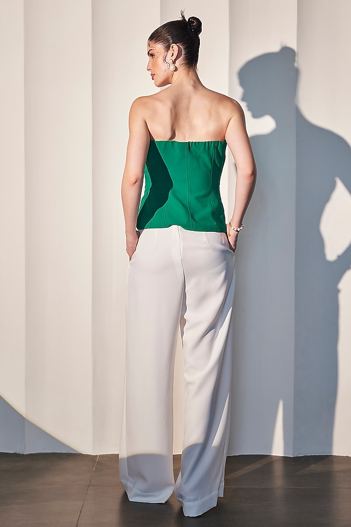 Emerald Green Imported Crepe Corset Top by CP by Chandini and Priyanka at Pernia's Pop Up Shop