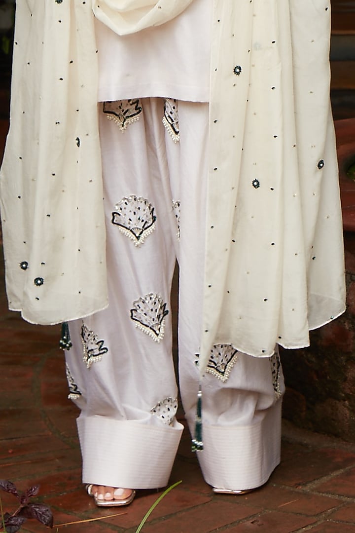 Ivory Chanderi Silk Kurta Set by CP by Chandini and Priyanka at Pernia's Pop Up Shop