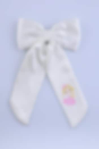 Off-White Satin Handcrafted Princess Bow Hair Clip For Girls by CHOKO