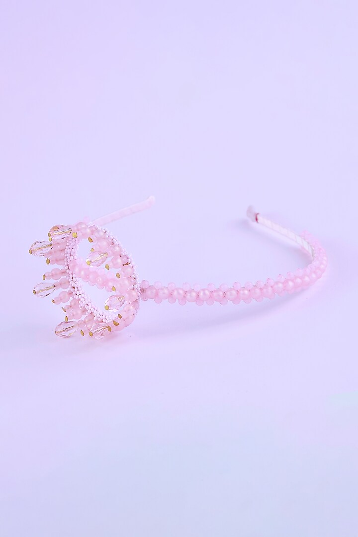 Pink Bead & Pearl Embellished Handcrafted Hairband For Girls by CHOKO at Pernia's Pop Up Shop