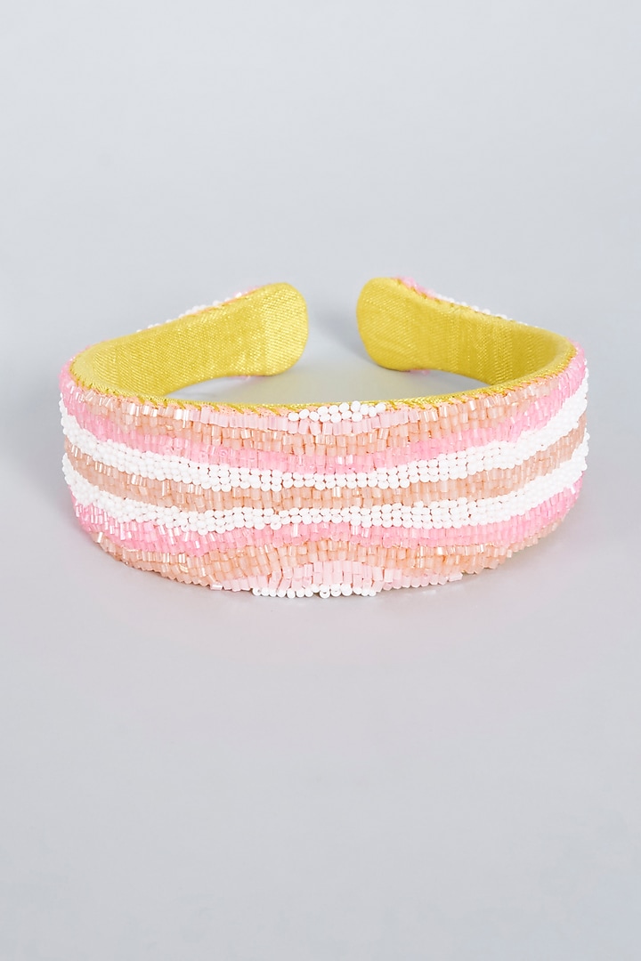 Peach Embellished Handmade Hairband For Girls by CHOKO
