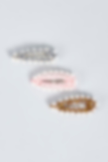 Gold, Pink & Silver Embellished Handmade Hairclips (Set of 3) For Girls by CHOKO at Pernia's Pop Up Shop
