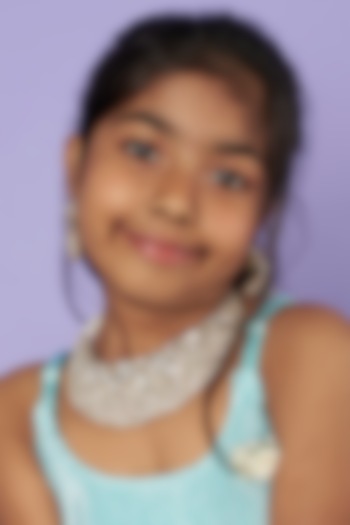 Cream Crystal Stone Necklace Set For Girls by CHOKO at Pernia's Pop Up Shop