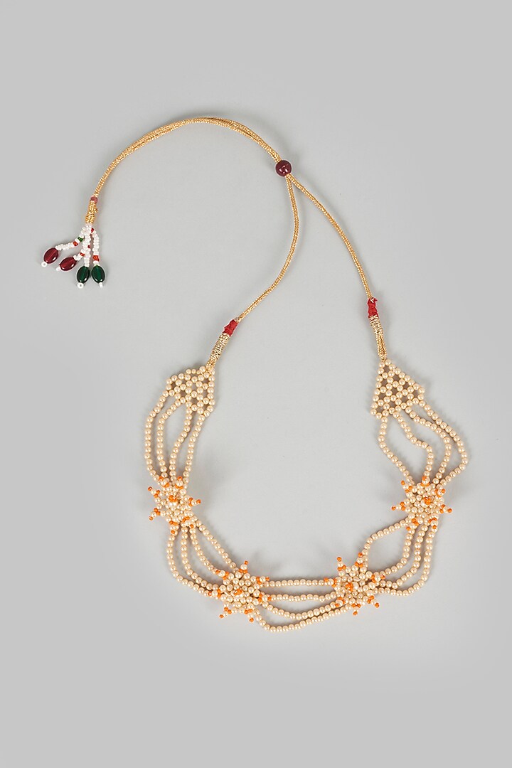 Orange Beaded Necklace Set For Girls by CHOKO at Pernia's Pop Up Shop