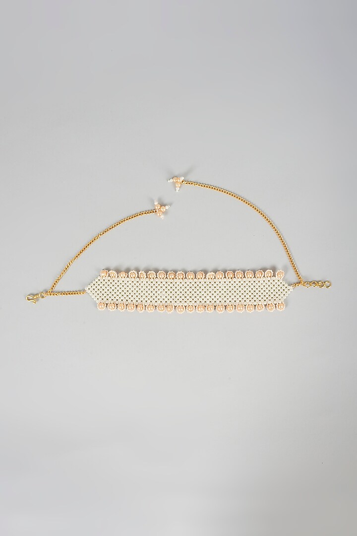 Off-White Crystal Beaded Necklace Set For Girls by CHOKO at Pernia's Pop Up Shop