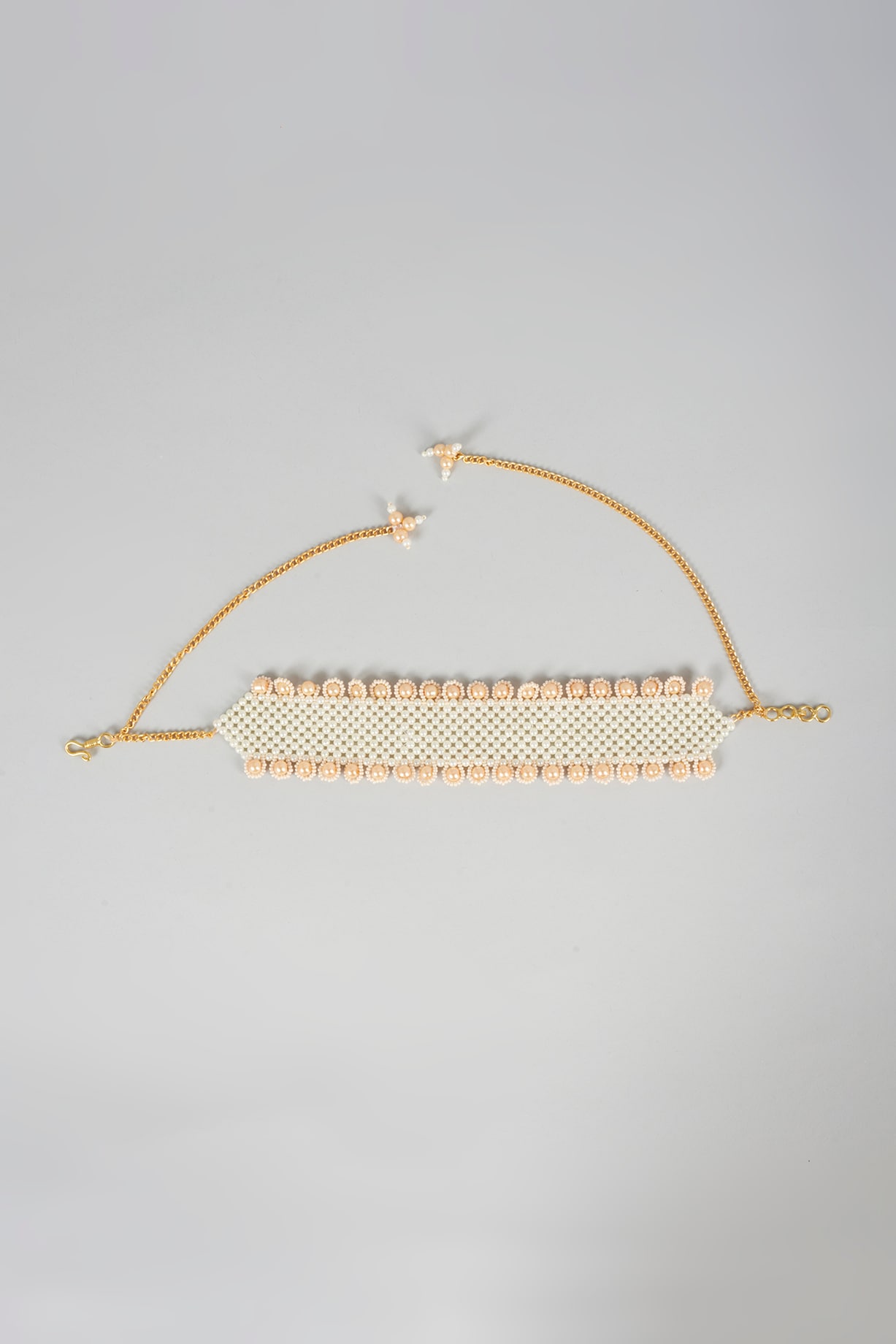 Projapoti - White Beads Choker Set