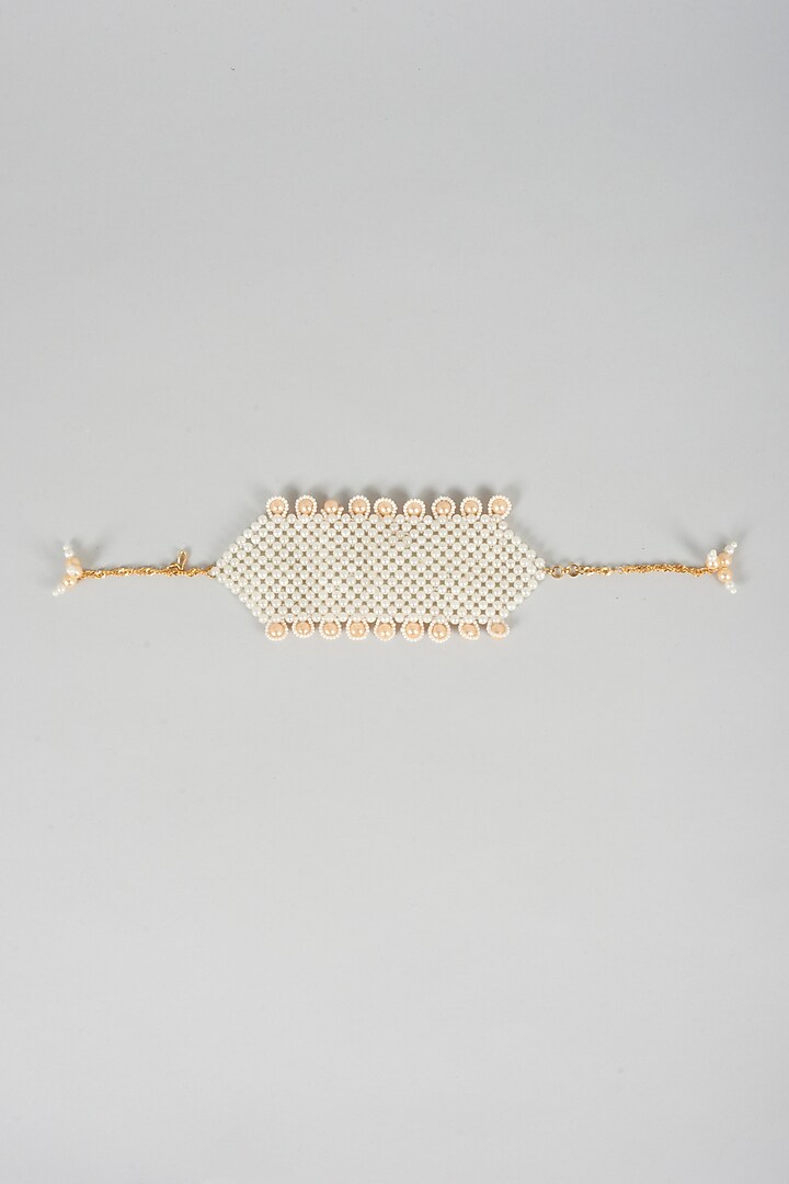 Off-White Crystal Beaded Necklace Set For Girls by CHOKO at Pernia's Pop Up Shop