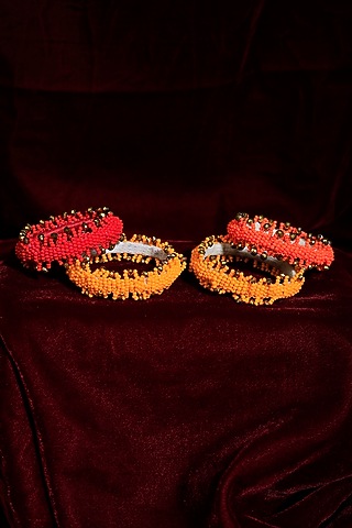 Multi-Colored Beaded Bangles (Set of 4) For Girls by CHOKO