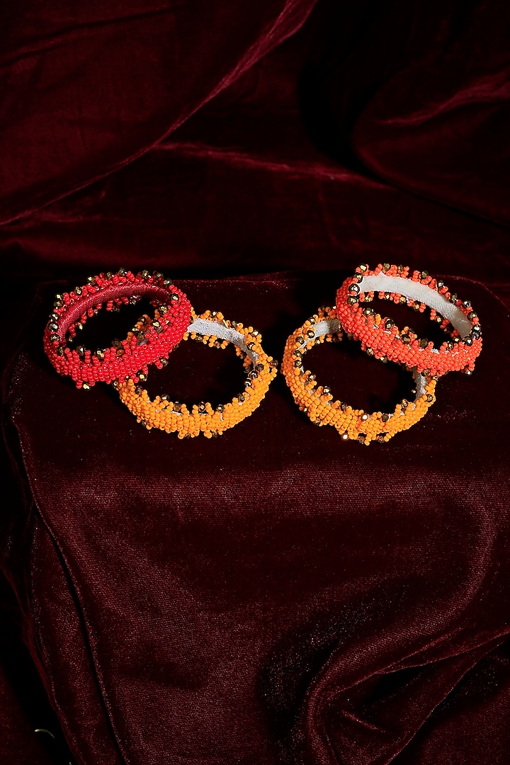 Multi-Colored Beaded Bangles (Set of 4) For Girls by CHOKO at Pernia's Pop Up Shop