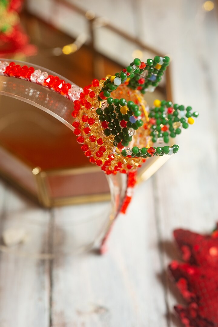 Red Crystal Glass Beads Handmade Hairband For Girls by CHOKO at Pernia's Pop Up Shop