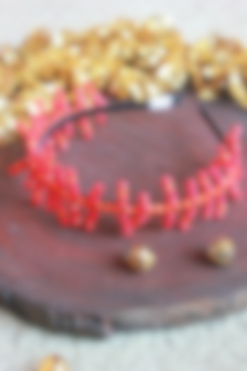 Red Fine Crystal Beaded Handmade Hairband For Girls by CHOKO at Pernia's Pop Up Shop