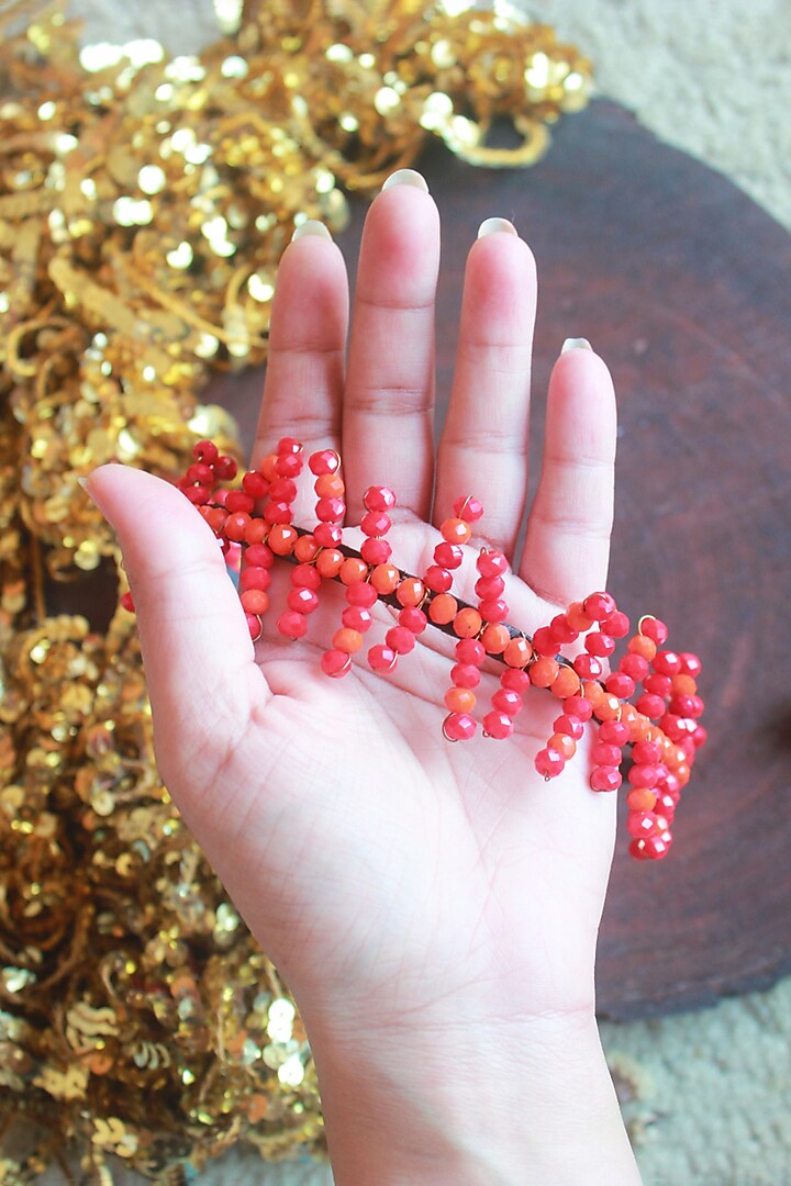 Red Fine Crystal Beaded Handmade Hairband For Girls by CHOKO at Pernia's Pop Up Shop