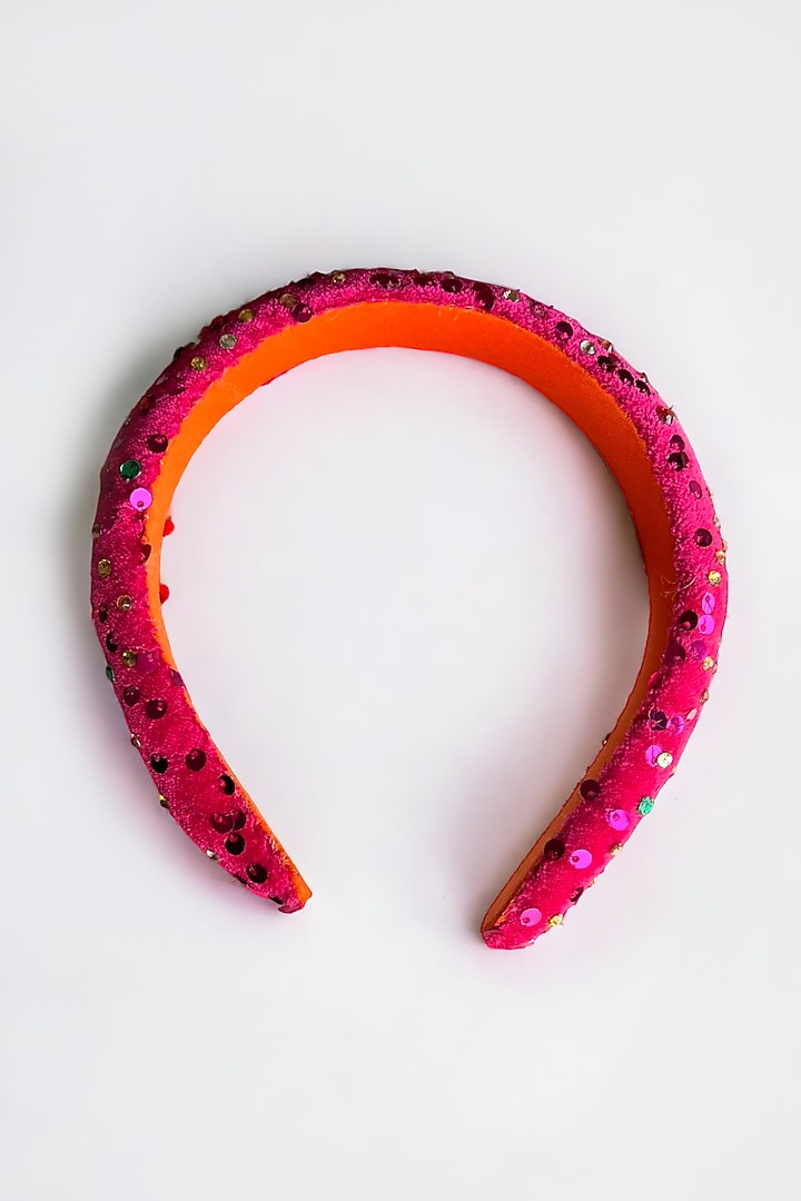 Purple Velvet Rhinestone Beaded Handmade Hairband For Girls by CHOKO at Pernia's Pop Up Shop