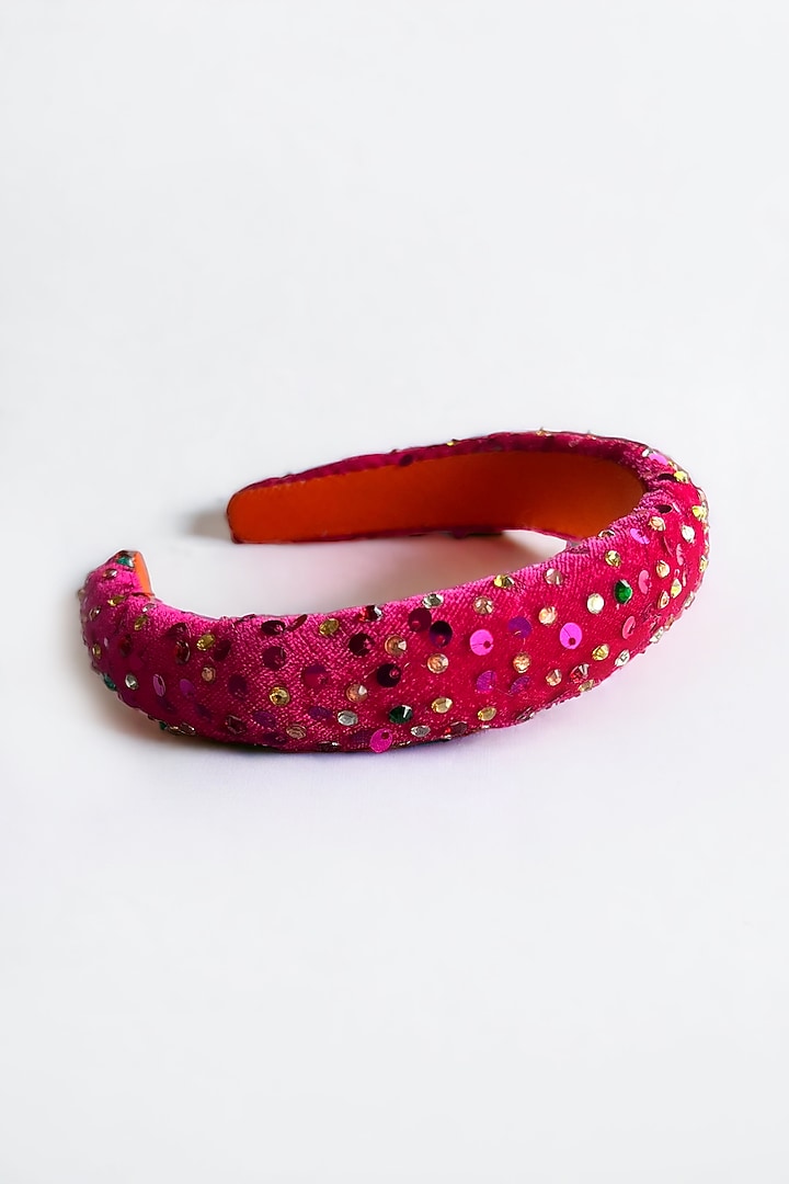 Purple Velvet Rhinestone Beaded Handmade Hairband For Girls by CHOKO at Pernia's Pop Up Shop