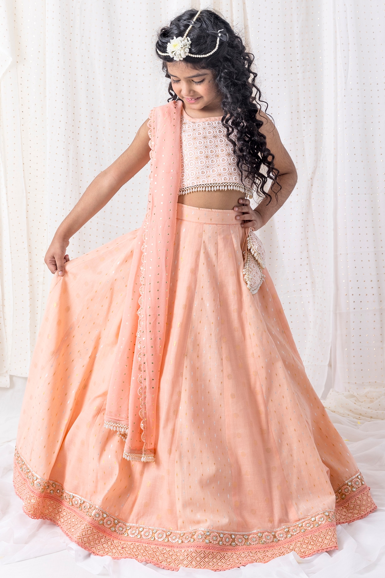 Buy Femisha Creation Girls Taffeta Silk Lehenga Choli (9-10 Years, Pink)  Online In India At Discounted Prices