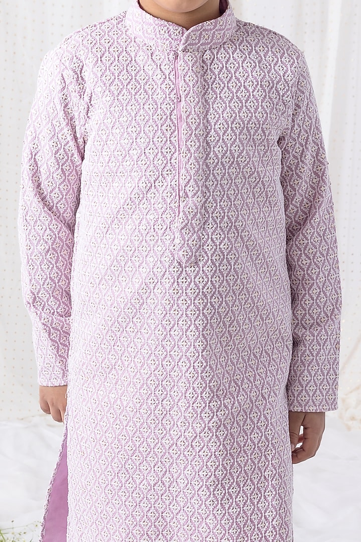 Lilac Cotton Lycra Sequin Embroidered Kurta Set by Chotibuti at Pernia's Pop Up Shop