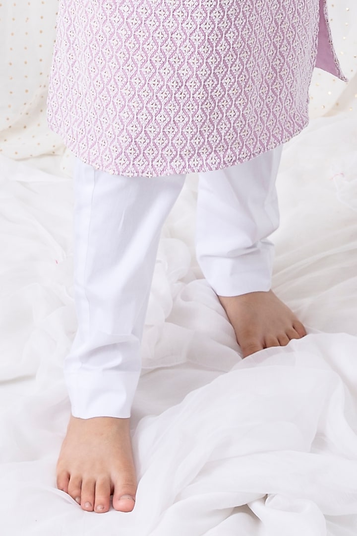 Lilac Cotton Lycra Sequin Embroidered Kurta Set by Chotibuti at Pernia's Pop Up Shop