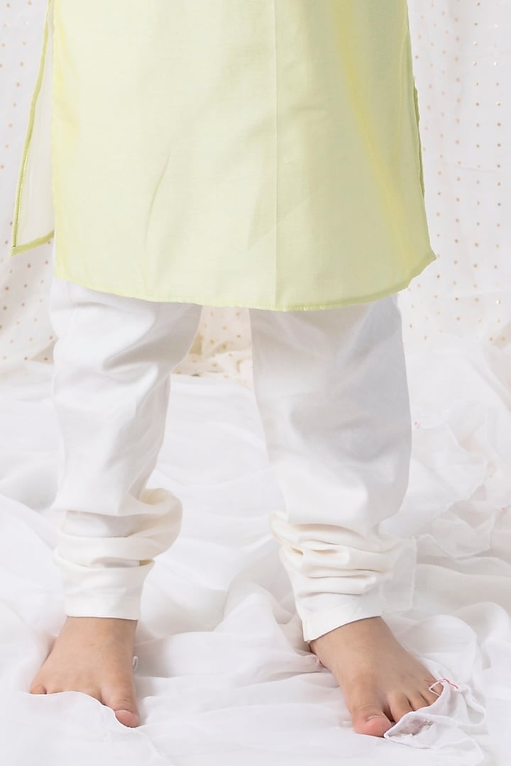 Pastel Green Organza Embroidered Kurta Set For Boys by Chotibuti at Pernia's Pop Up Shop