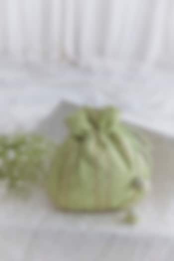 Pastel Green Cotton Embroidered Potli For Girls by Chotibuti