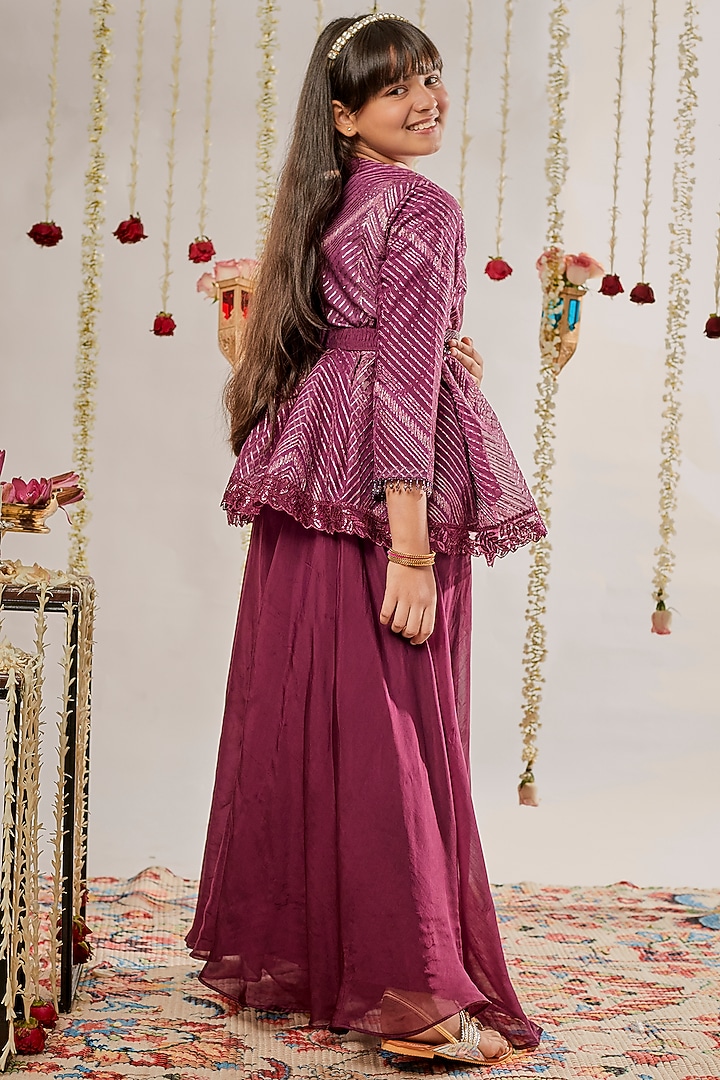 Wine Organza Pant Set For Girls by Chotibuti at Pernia's Pop Up Shop