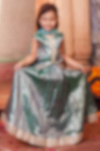 Sky Blue Banarasi Silk Brocade Lehenga Set For Girls by Chotibuti at Pernia's Pop Up Shop