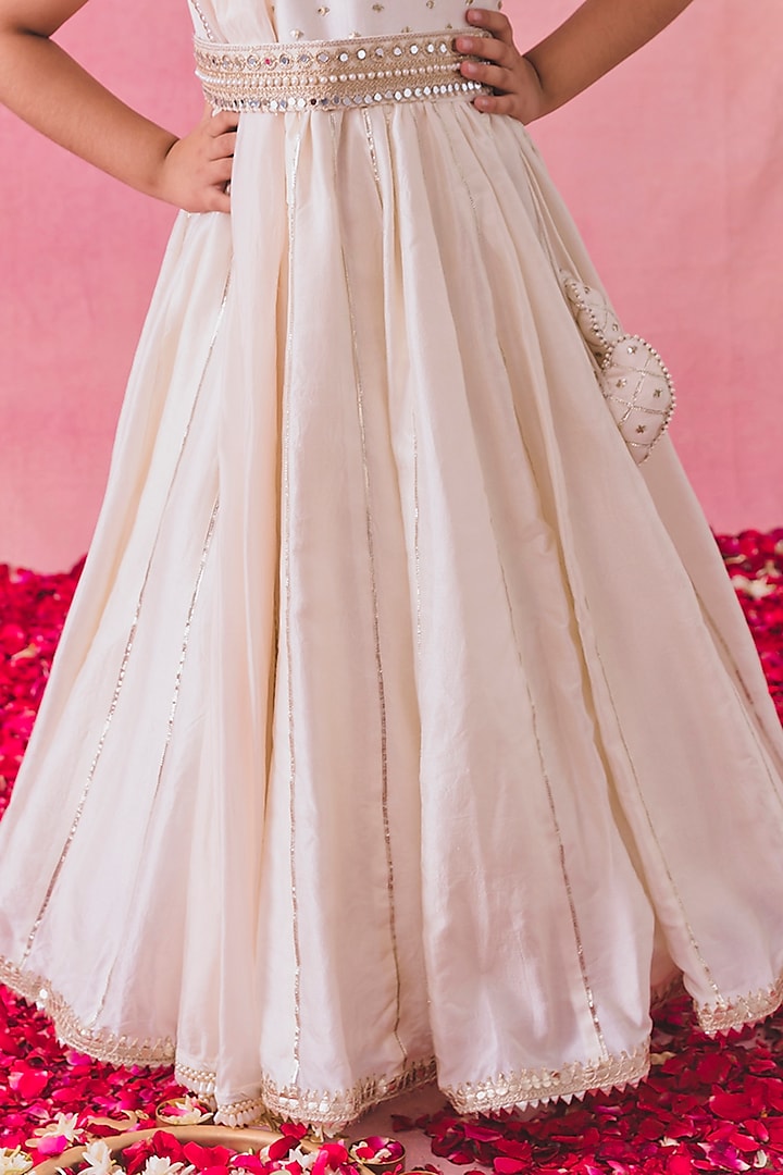 Ivory Raw Silk Anarkali Set For Girls by Chotibuti at Pernia's Pop Up Shop