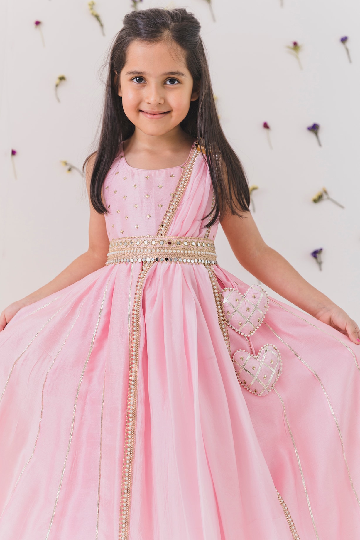 strapless open back dress Elegant Baby Girls Pink Flower Girl One-Year-Old Princess Toddler Beauty Pageant Dress