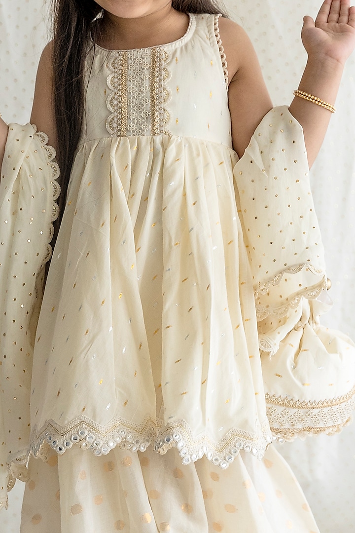 Ivory Cotton Sequins Embroidered Sharara Set by Chotibuti at Pernia's Pop Up Shop