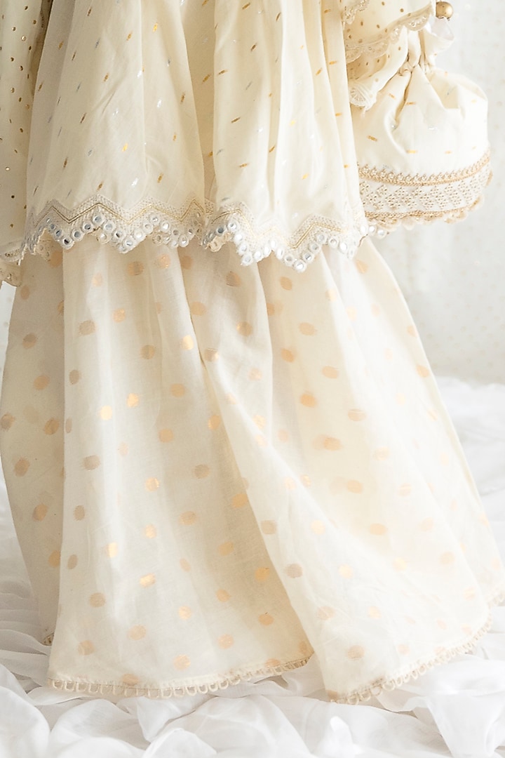 Ivory Cotton Sequins Embroidered Sharara Set by Chotibuti at Pernia's Pop Up Shop