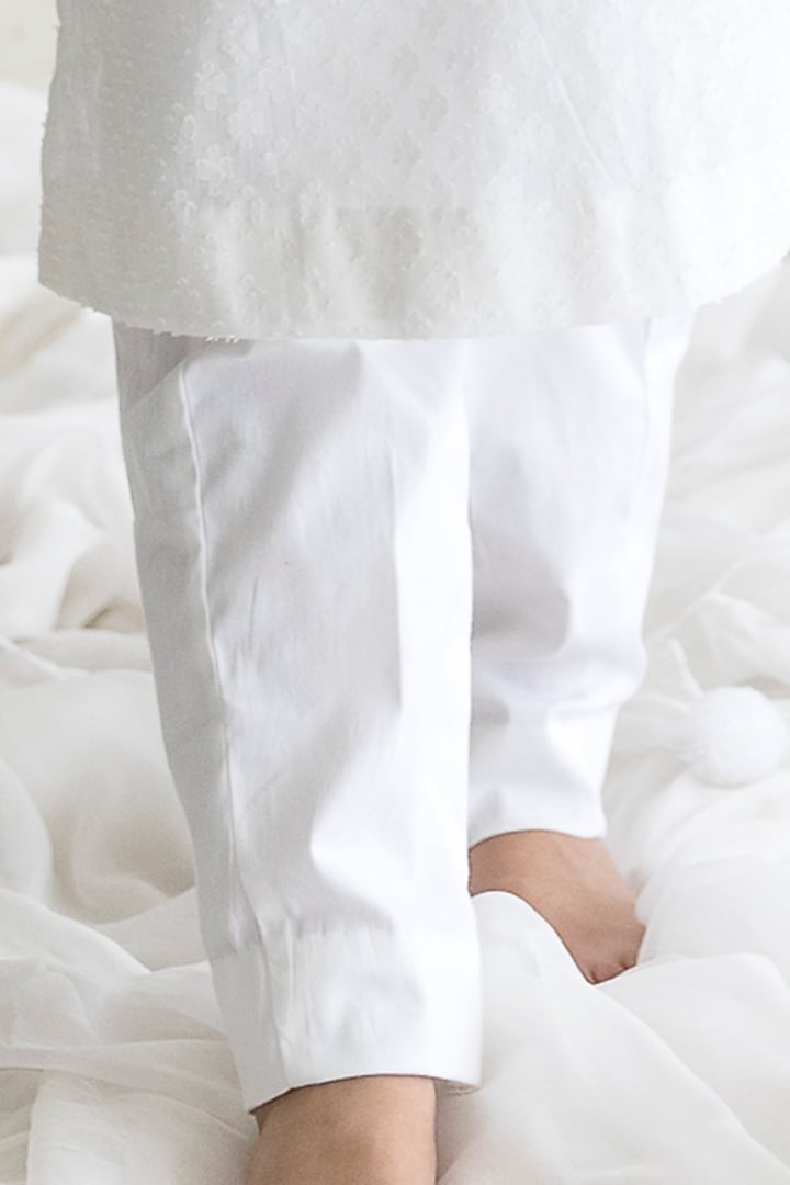 Pink Linen Embroidered Bundi Jacket Set For Boys by Chotibuti at Pernia's Pop Up Shop