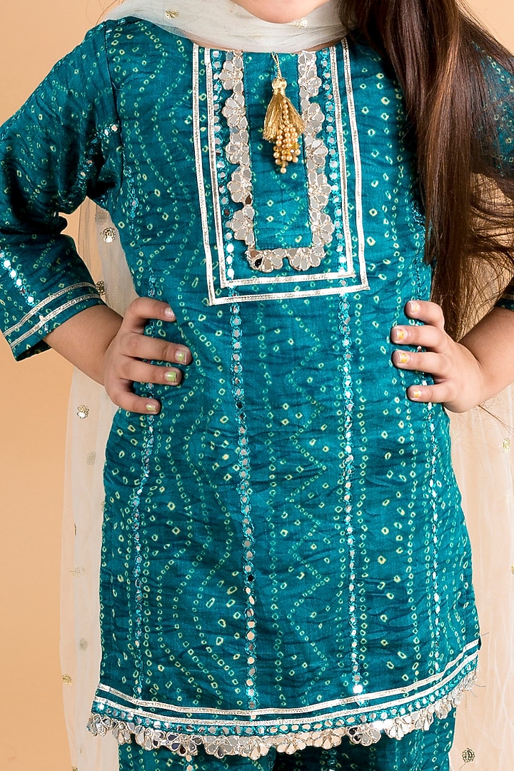 Blue Cotton Printed Sharara Set For Girls by Chotibuti at Pernia's Pop Up Shop