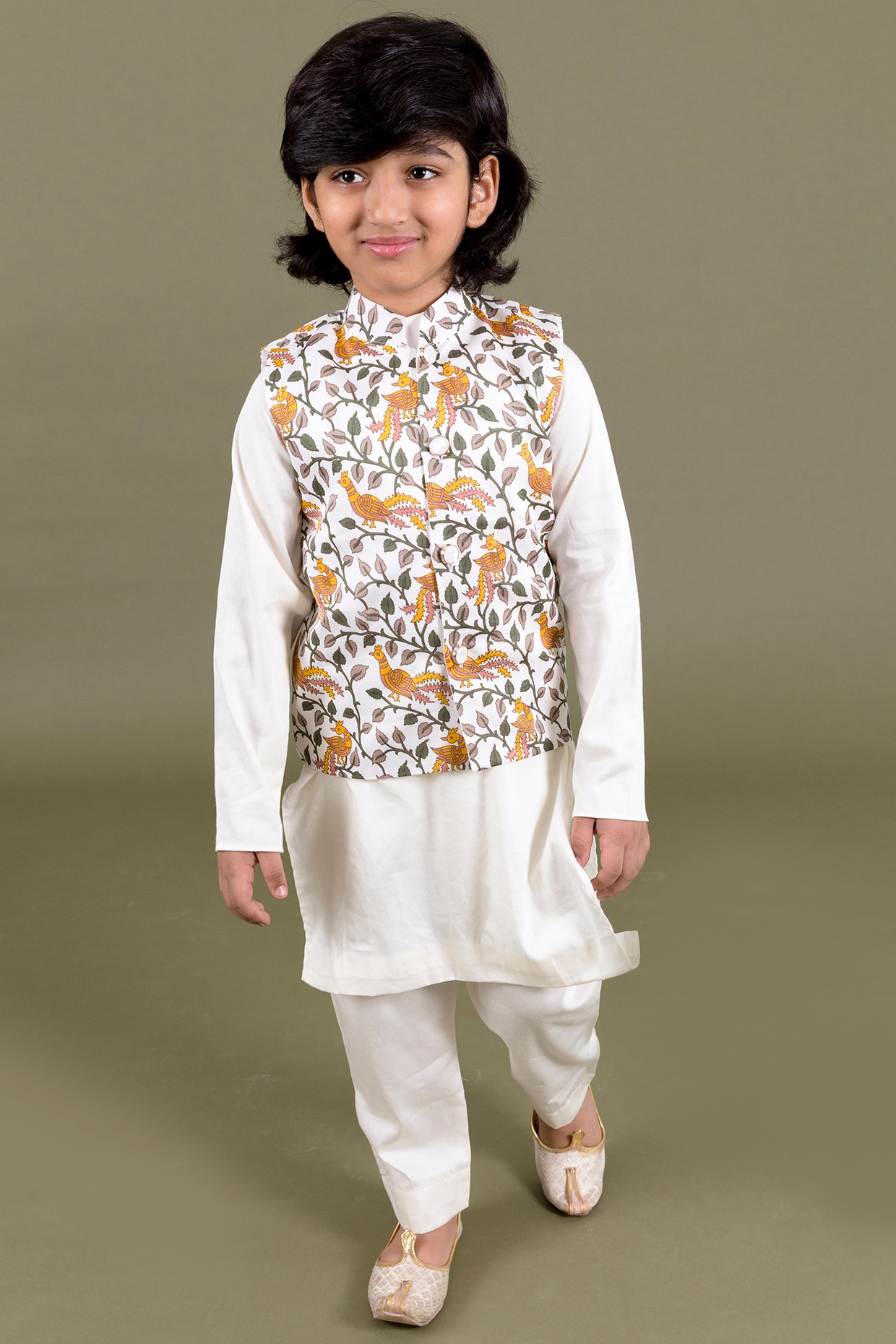 Buy Multi Coloured Chanderi Kurta Set for 7 8 Year Boys Online