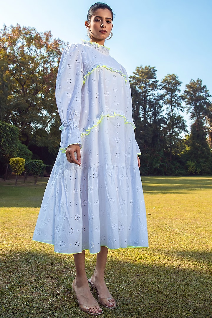 White Cotton Midi Dress by Choje at Pernia's Pop Up Shop